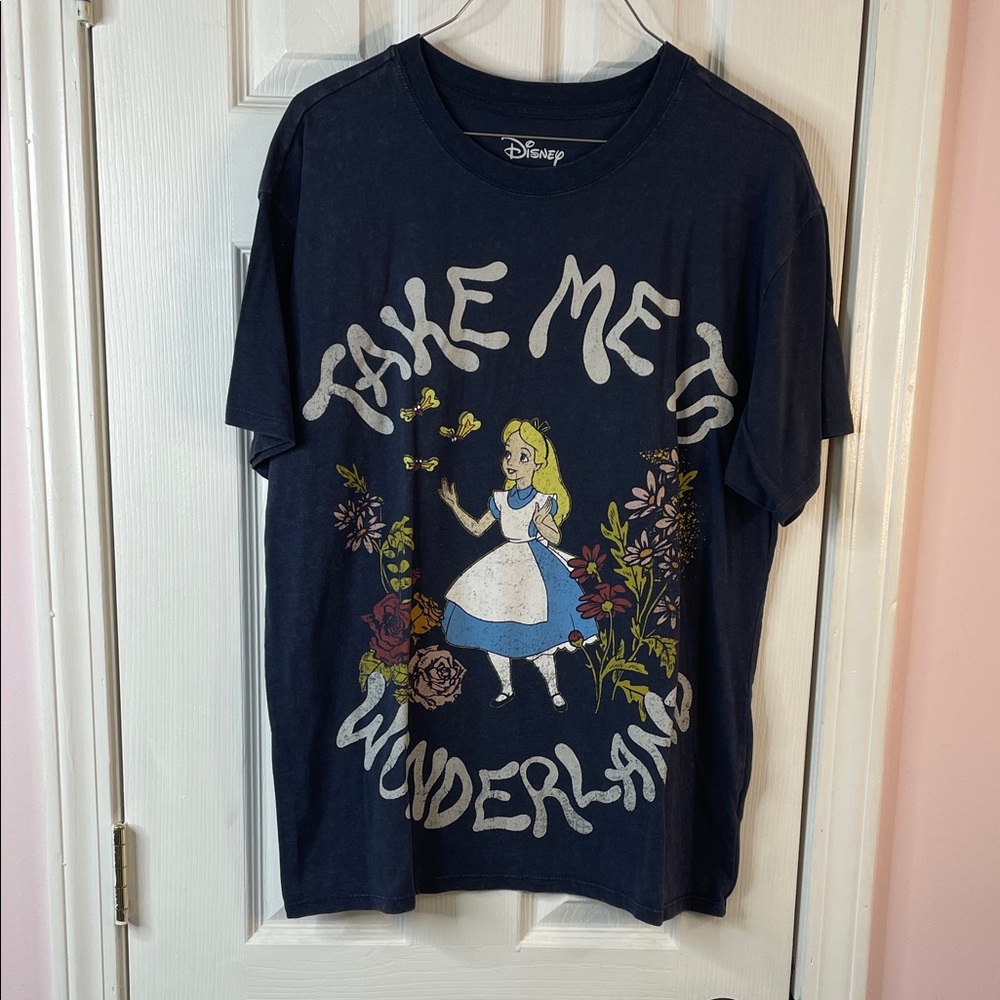 Navy Blue Alice in Wonderland T-Shirt. Cool tee. Well worn but comfy. - Picture 1 of 6